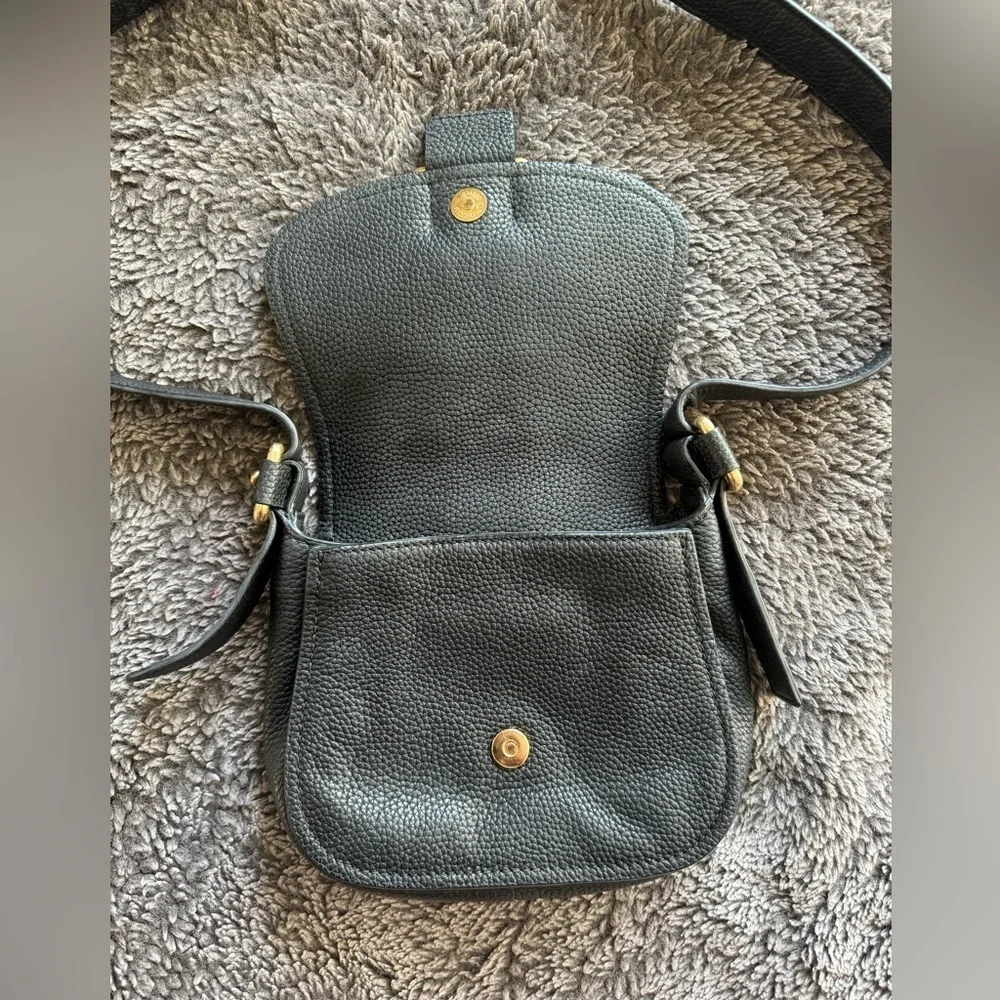 MICHAEL KORS Large Maxine Black Pebbled Leather Saddle Bag